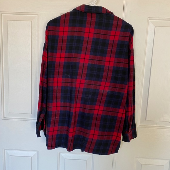 Zara Trafaluc Navy Red Plaid Flannel Shirt - Picture 2 of 4